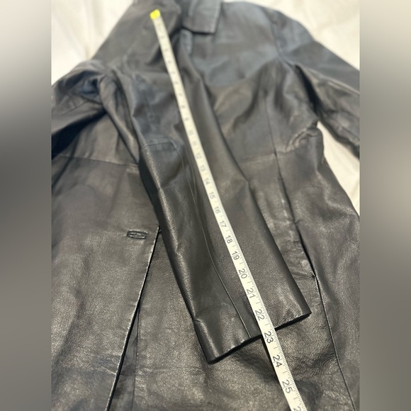 Colebrook Women's XL Black Leather Classic Mid Length Lined Coat Jacket. - Picture 5 of 14